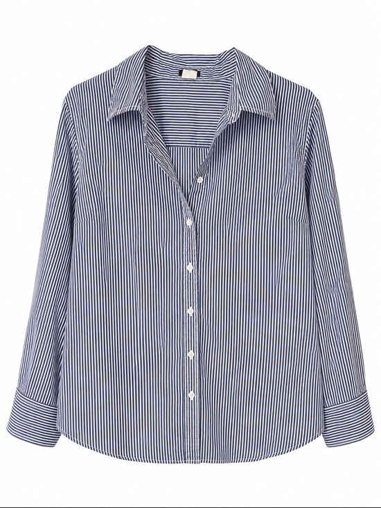 J. Crew Tops - Blue and White Pinstripe Cotton Button-Down Shirt Large